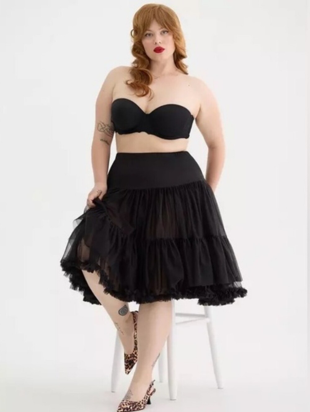 Torrid Retro Chic Crinoline Skirt Black Ruffle 18W